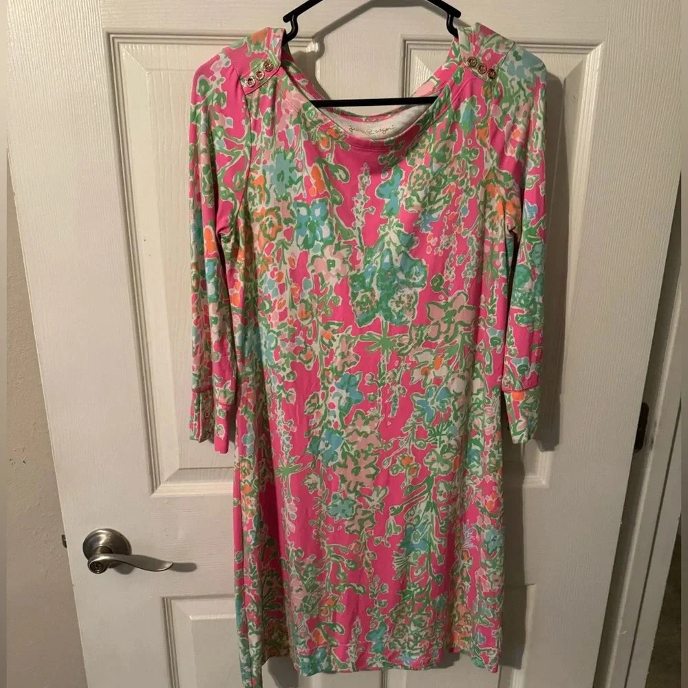 Womens Lilly Pulitzer Sophie Dress Pop Up Southern Charm Size Small 3/4 Sleeve